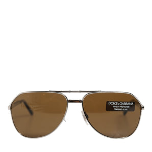 Dolce & Gabbana DG2106K Silver Frame Aviator Shades Eyewear Sunglasses