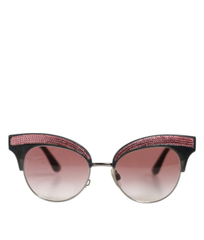 Dolce & Gabbana Black Pink Mirrored Cat Eye Sequined Sunglasses