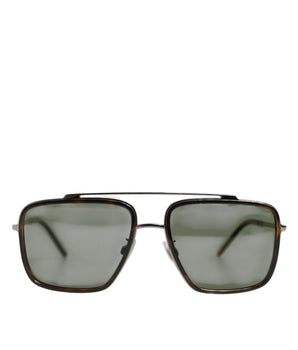 Dolce & Gabbana Silver Metal Frame Polarized Navigator Sunglasses