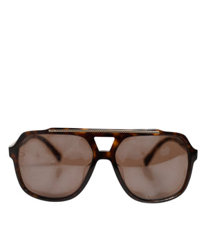 Dolce & Gabbana Dark Brown Tortoise Shell Pilot Frame Sunglasses