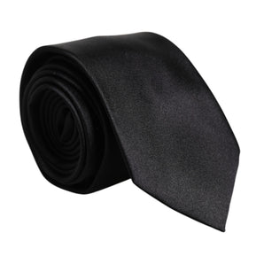 Dolce & Gabbana Men Black Solid Silk Adjustable Necktie Accessory Tie
