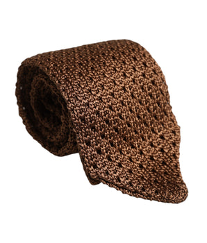 Dolce &amp; Gabbana Brown 100% Silk Adjustable Necktie Men Accessory Tie