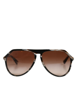 Dolce & Gabbana Modified Aviator Striped Brown Acetate Gradient Sunglasses