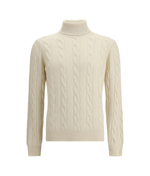 Aragona Cashmere White Cashmere Turtleneck