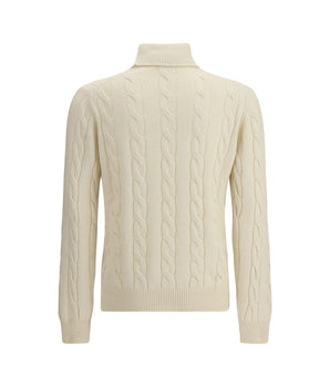 Aragona Cashmere White Cashmere Turtleneck