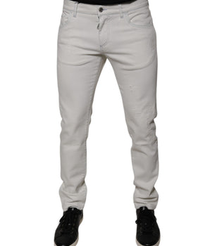 Dolce &amp; Gabbana White Cotton Stretch Skinny Men Jeans Jeans