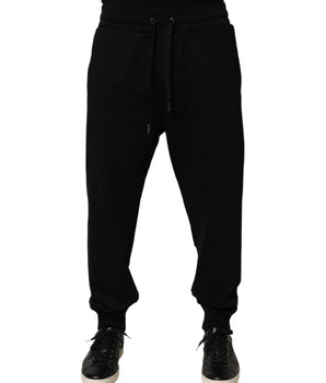 Dolce & Gabbana Black DG Logo Cotton Jogger Sweatpants Pants