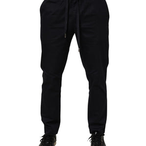 Dolce & Gabbana Black Mid Waist Drawstring Men Jogger Pants