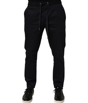 Dolce & Gabbana Black Mid Waist Drawstring Men Jogger Pants