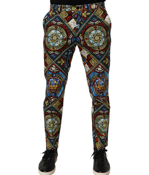 Dolce & Gabbana Multicolor Stained Glass Window Style Print Men Pants
