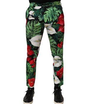 Dolce & Gabbana Multicolor Floral Print Cotton Tapered Pants