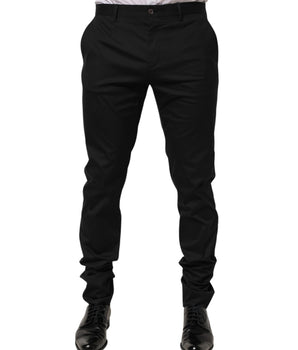 Dolce & Gabbana Black Cotton Formal Dress Men Trouser Pants