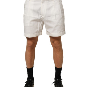 Dolce & Gabbana White Cotton Mid Waist Men Bermuda Shorts