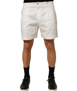 Dolce & Gabbana White Cotton Mid Waist Men Bermuda Shorts