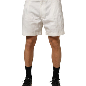 Dolce & Gabbana White Cotton Mid Waist Men Bermuda Shorts