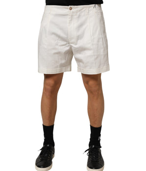 Dolce & Gabbana White Cotton Mid Waist Men Bermuda Shorts