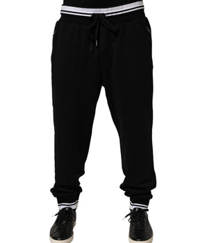 Dolce & Gabbana Black Cotton Sacred-Heart Men Jogger Pants