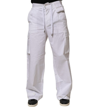 Dolce &amp; Gabbana White Linen Straight Cargo Pants for Men