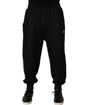 Dolce & Gabbana Black Cotton Blend Drawstring Jogger Jogger Pants