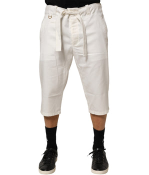 Dolce &amp; Gabbana White Cotton Stretch Cropped Pants