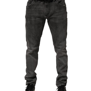 Dolce & Gabbana Dark Gray Cotton Skinny Men Denim Jeans