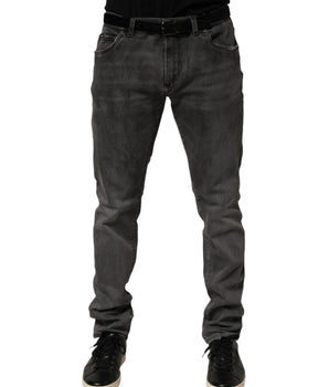 Dolce & Gabbana Dark Gray Cotton Skinny Men Denim Jeans