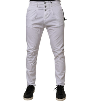 Daniele Alessandrini White Cotton Stretch Slim Fit Denim Jeans
