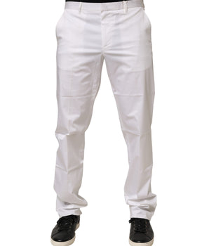 John Richmond White Cotton Stretch Dress Pants Men's Formal Trousers