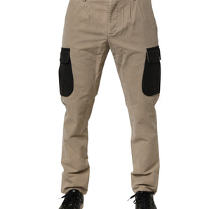 AT.P.CO Beige Mid Waist Skinny Men Cargo Chino Trouser Pants