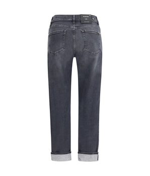 7FOR Black Cotton Relaxed Fit Jeans