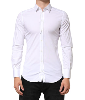 Dolce & Gabbana White Cotton GOLD Formal Men Dress Shirt