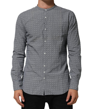 AGLINI Gray Polka Dot Cotton Button Down Long Sleeves Shirt