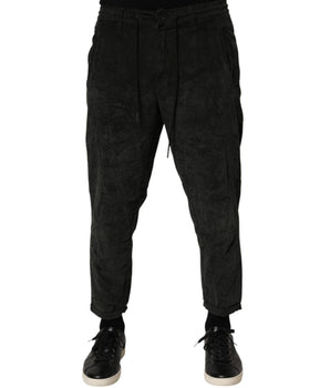 Dondup Black Mid Waist Cropped Corduroy Men Trouser Pants