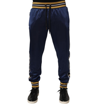 Dolce & Gabbana Blue Nylon Jogger Mid Waist Trouser Pants