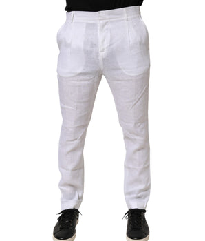Daniele Alessandrini White Linen Formal Dress Trouser Pants