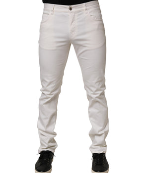 Prada White Mid Waist Skinny Fit Denim Casual Trouser Jeans