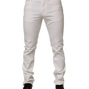Prada White Mid Waist Skinny Fit Denim Casual Trouser Jeans