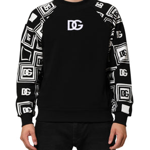 Dolce & Gabbana Black D&G Monogram Cotton Sweatshirt Sweater