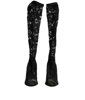 Dolce &amp; Gabbana Black Pumps Taormina Lace Socks Boots Shoes