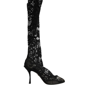 Dolce & Gabbana Black Pumps Taormina Lace Socks Boots Shoes