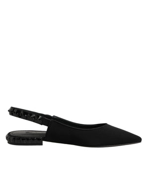 Dolce &amp; Gabbana Black Crystal Charmeuse Slingback Shoes