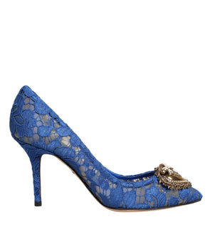 Dolce &amp; Gabbana Blue Taormina Lace DEVOTION Pumps Shoes