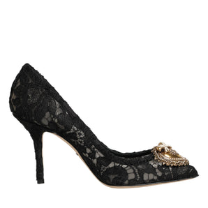 Dolce & Gabbana Black Taormina Lace DEVOTION Pumps Shoes