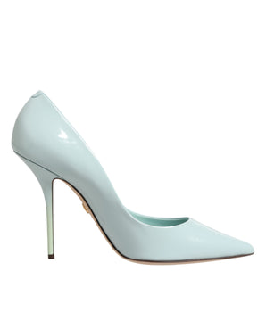 Dolce &amp; Gabbana Mint Green Leather Stiletto Heels Pumps Shoes