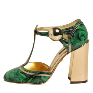 Dolce & Gabbana Green Patent Leather Vally Heels Pumps Shoes