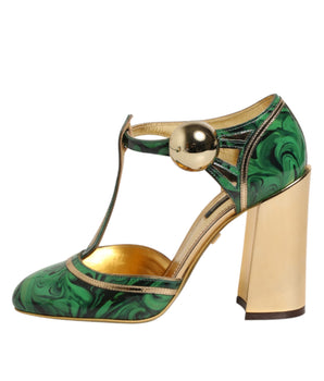 Dolce &amp; Gabbana Green Patent Leather Vally Heels Pumps Shoes