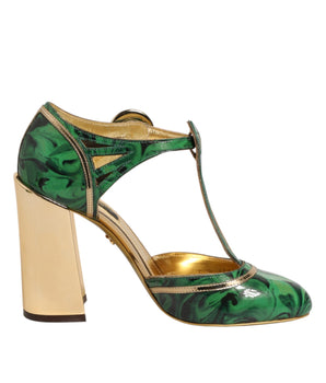 Dolce &amp; Gabbana Green Patent Leather Vally Heels Pumps Shoes