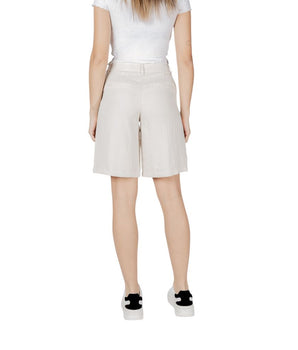 Vila Clothes Beige Viscose Bermuda Shorts
