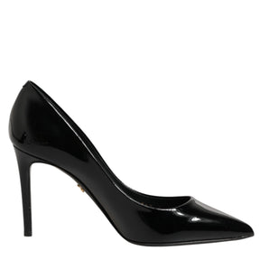 Dolce &amp; Gabbana Black Leather Stiletto Heels Pumps Shoes