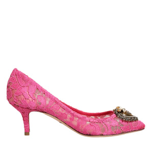 Dolce &amp; Gabbana Pink Taormina Lace DEVOTION Pumps Shoes
